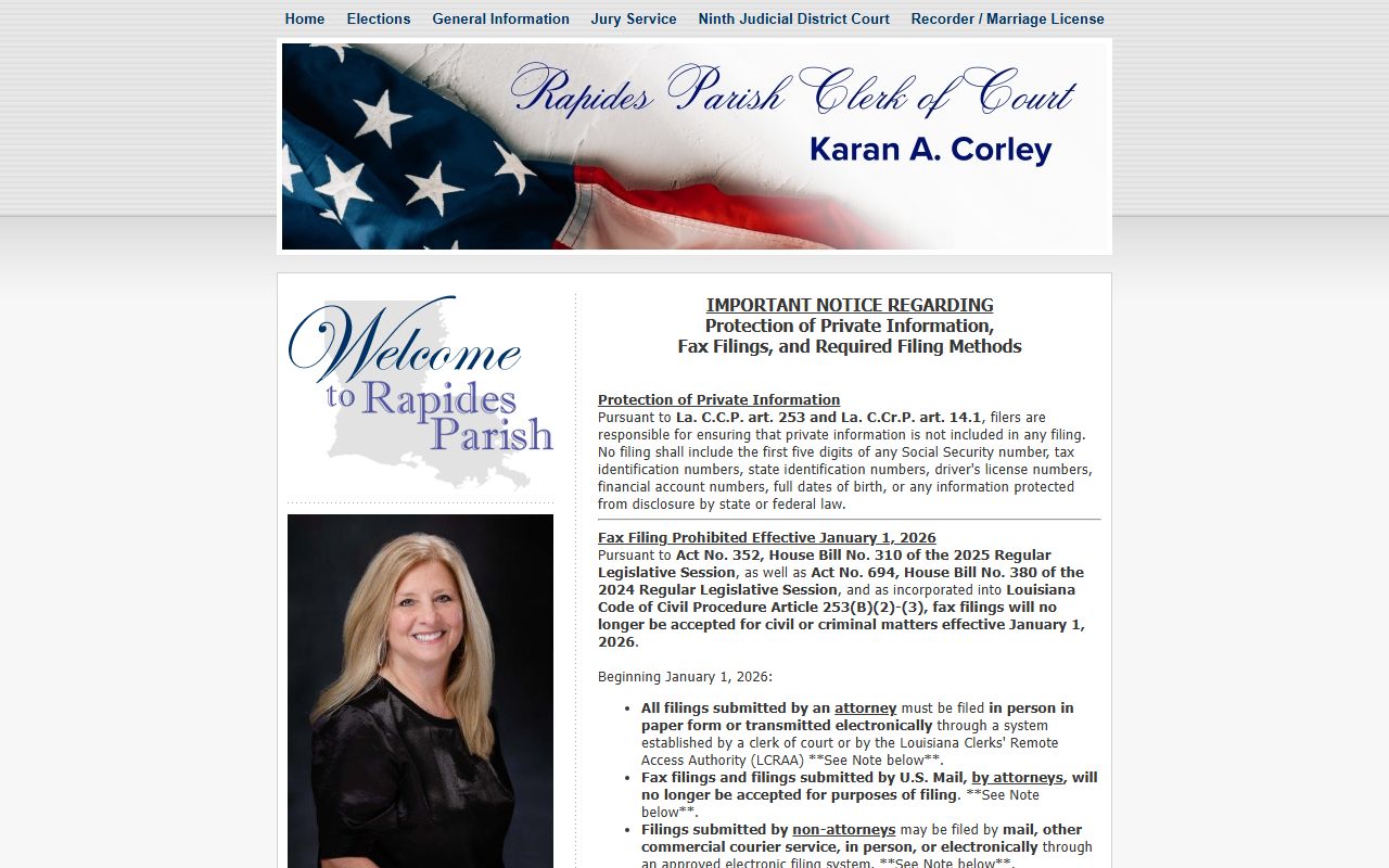 Rapides Parish Clerk of Court for Alexandria criminal records