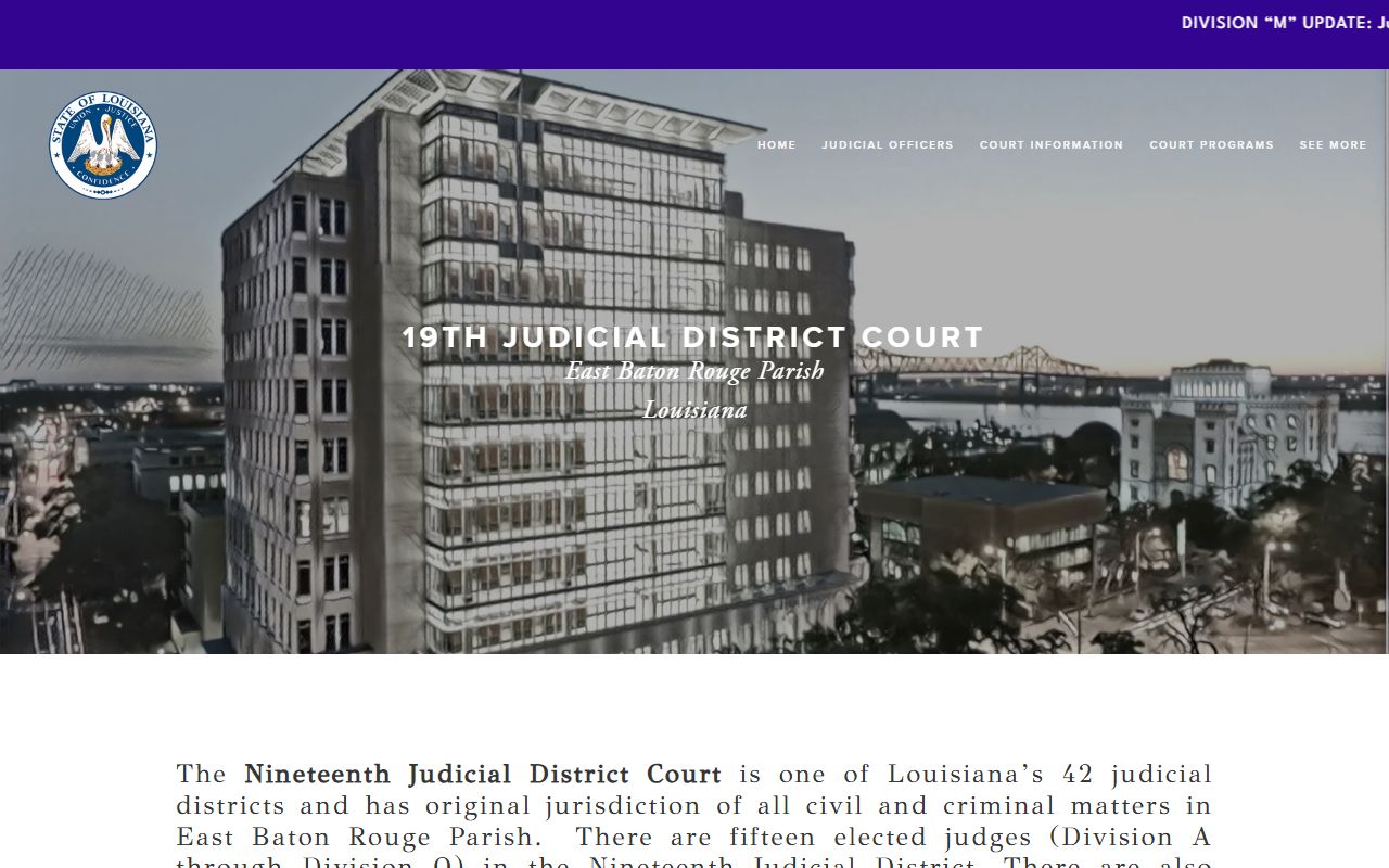 19th Judicial District Court website for East Baton Rouge Parish criminal records