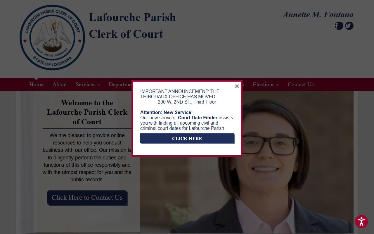 Lafourche Parish Clerk of Court website for criminal records