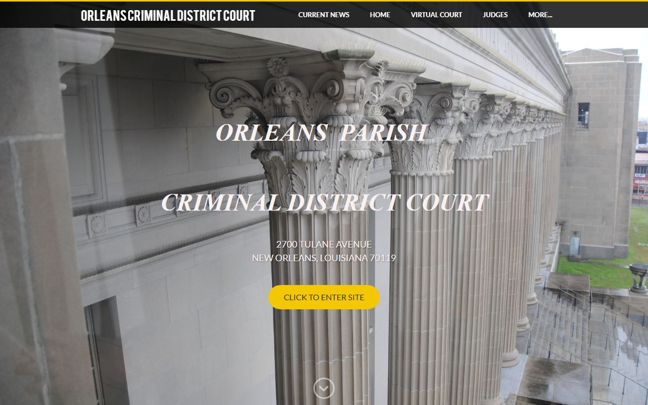 Orleans Parish Criminal District Court website for criminal records in New Orleans