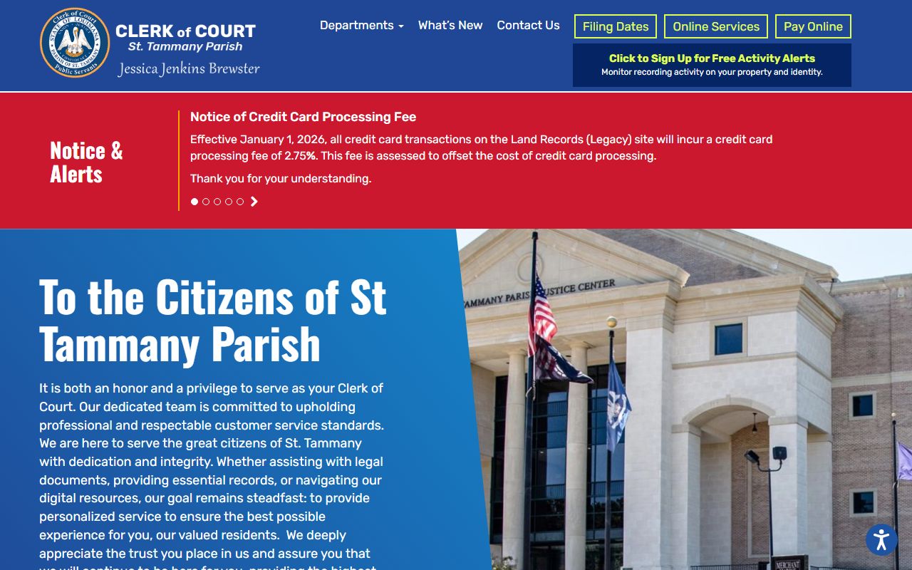 St. Tammany Parish Clerk of Court website for criminal records in Covington